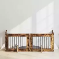 Sulankstomi šunų vartai su stovais 4 vnt. Dūminio ąžuolo 321 cm