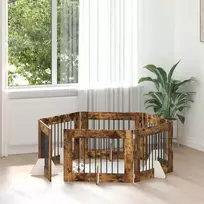 Šunų vartai su stovais 6 pcs Dūminio ąžuolo 80 x 60 cm