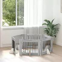 Šunų vartai su stovais 6 pcs Pilka sonoma ąžuolo 80 x 60 cm