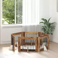 Šunų vartai su stovais 6 pcs Sendintos medienos 80 x 60 cm