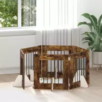 Šunų vartai su stovais 6 pcs Dūminio ąžuolo 60 x 60 cm