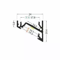 Bikuvalt LED juostos profilis CORNER14 EF/TY, baltas, 2m