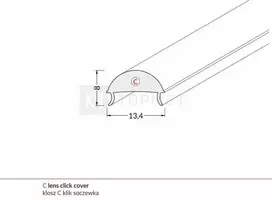 LED juostos profilio dangtelis C CLICK, skaidrus, 2m