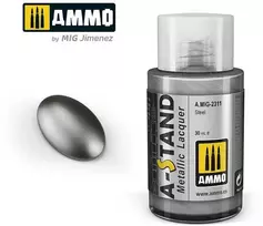 AMMO by MIG Jimenez AMMO MIG A-Stand Steel metaliniai dažai modeliams, 30 ml