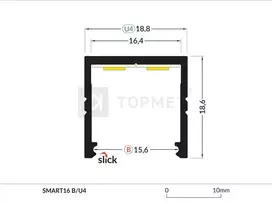 Bikuvalt LED juostos profilis SMART16 BC3/U4, anoduotas aliuminis, 2m