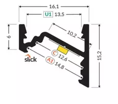 LED juostos kampinis profilis CORNER10.v2, baltas, 2m