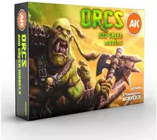 AK Interactive žali akriliniai dažai orkoms ir figūrėlėms, 6 vnt.