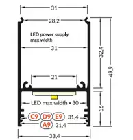 Bikuvalt 3m LED juostos profilis COMBO30-01, juodas
