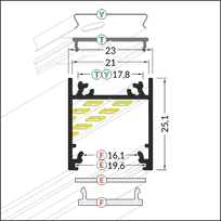 LED juostos profilis LINEA20 EF/TY, baltas, 2m