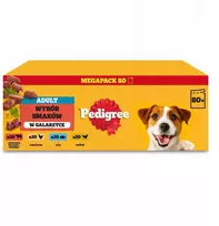 Šunų Maistas - Pedigree Suaugusiųjų Pasirinkimas Želyje 80x100g, 8.5% Baltymų, 5.2% Riebalų, Mišrūs Skoniai