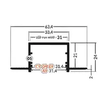 3m LED juostos profilio VARIO30-05, neanoduotas aliuminis