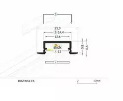 Bikuvalt LED juostos profilis BEGTIN12 J/S, anoduotas aliuminis, 2m