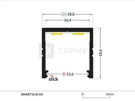 Bikuvalt LED juostos profilis SMART16, juodai anoduotas, 3m