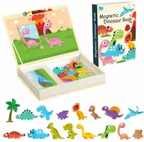 EXTRALINK TOYS KSIĄŻKA UKŁADANKA MAGNETYCZNA Dėlionė 64 EL. DINOZAURY