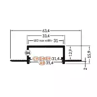 LED juostos profilis VARIO30-04 ACDE-9, baltas, 3m