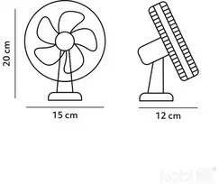 Bikuvalt 6W stalinis ventiliatorius su baterija VIENTO CLIP, baltas, 3 greičių
