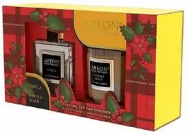 Areon Rinkinys Kvapas 150 ml+žvakė Vanilla Juodas