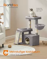 Songmics Kačių medis 50x40x90 cm Pilkas Sisalas