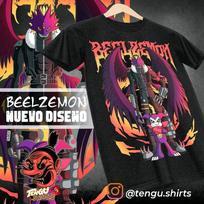 Agumon Adventure T-shirt Beelzebumon Digimon  Anime Tee S