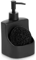 Vilde Indų ploviklio dozatorius su kempinės indeliu ir kempine, keraminis, juodas, 400 ml