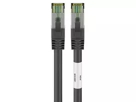 Goobay RJ45 (CAT 6A, 500 MHz) patch kabelis su CAT 8.1 S/FTP žaliu kabeliu, juodas, 10m, 10 m, Cat8.1, S/FTP (S-STP), RJ-45, RJ-45, juodas