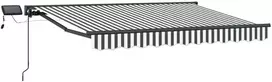 Rankinis markizės rėmas su LED Antracito ir baltos 3,5 x 2,5 m