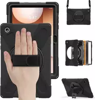 Just Must JM Rugged Case Grip for Samsung Galaxy Tab A11+ with a strap Juodas