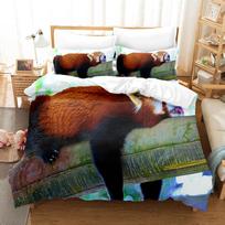 3D Mažasis panda patalynės komplektai Antklodės užvalkalų komplektas su pagalvių užvalkalais Viengulis Dvigulis Karalienės Karaliaus Lovos drabužiai Lovos linas EU single(135x200cm)