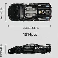 Super sportinio automobilio konstravimo kaladėlių rinkiniai, 1314 vnt. Technologinis sportinio automobilio konstravimo kaladėlių automobilio modelis suaugusiems With Gift box