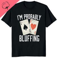 Vintage Classic Poker Cotton T-shirt Fashionable Men Fun Short Sleeve Never Give Up Winning or Losing Summer Casual Street Wear S