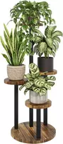 Bamworld metalinis ir medinis daugiaaukštis augalų stovas, kampinis, 4 lentynos, 41 × 41 × 80 cm