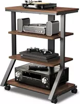5Rcom HiFi medinė AV lentyna, 4 aukštų, maksimalus svoris 54 kg, reguliuojamas stovas HF2001BWM-NEW