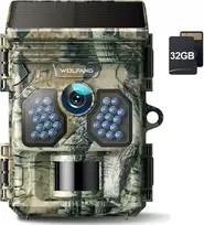 WOLFANG saulės energija maitinama laukinė kamera 4K 48 MP, naktinis matymas, IP66, 0,1 s trigeris, WT02