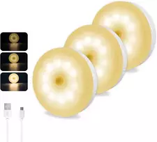 Akynite belaidė LED spintelės lemputė su judesio jutikliu, reguliuojamas ryškumas, USB įkrovimas, 0,5 W, 3 vnt. rinkinys