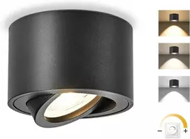 GeyouLux LED lubinė šviestuvo lempa, 5 W, reguliuojama šviesos temperatūra, Ø80 × 50 mm, juoda