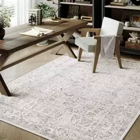 HUGEAR klasikinis kilimas, 90 × 150 cm, plokščio pynimo, pilkas, žemas plaukas, polipropilenas