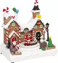 Fééric Lights and Christmas Kalėdinis peizažas, dovanų fabrikas, 23,2 x 24,5 cm, judantis su garsu