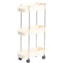 Small Trolley Storage Rack, Cream- Snack & Daily Necessities Organizer, Door Storage Shelf, Multi-Layer Wheeled Bathroom Slim Rack One Size balta