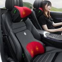 Car Neck Massage Pillow Lumbar Support Cushion Auto Seat Travel Relax Head Waist Support Memory Foam Car Headrest Back Massage-Black-Pillow