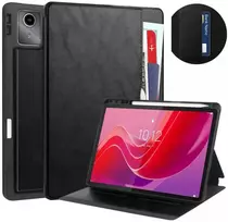 Dėklas na tablet 4kom.pl Odinis dėklas su kieszeniami na karty/ dokumenty do Lenovo Tab M11 TB330FU, juoda