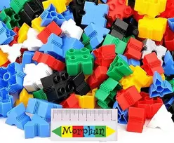 Papildomas Morphun Junior konstruktoriaus rinkinys su trikampiais ir kvadratiniais kaladėlėmis, vaikams nuo 3 metų, spalvotas