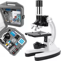 Opticon laboratorijos pradinis optinis mikroskopas - 1200x - 3 objektyvai + priedai - pilkas dėklas