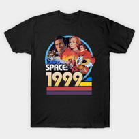 Men Black Print T-shirt Space 1999 No-Cut Transfer Paper Print Cotton Tshirt 2XL juoda