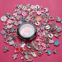 DIY Glass Photo Locket Pendant Round Shape Fashion Necklace Pendant Gun-black #1
