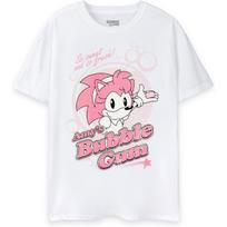 Sonic The Hedgehog Balti moteriški Amy's Bubblegum marškinėliai _ Amy Rose dizainas _ Autentiška Sonic atributika Sonic gerbėjams S balta