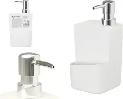 Baltas kempinės laikiklis su muilo dozatoriumi 650 ml, 20.5×9.5×9.5 cm, 12359, Kinvara