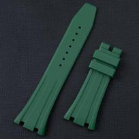 Minkštos gumos kokybės 26 mm pločio laikrodžio apyrankė 41 mm ciferblato AP dirželiui Audemars Piguet laikrodžiui 15400/15500 Sulankstoma sagtelė Without Connection&Without Buckle tamsiai žalia spalva