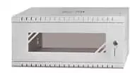 LEXI-Net 19" sieninė spinta Basic 4U 520x450, stiklinės durelės, be nugarėlės, išlankstoma, pilka