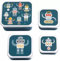 A Little Lovely Vaikiškų priešpiečių dėžučių rinkinys 'Robotai' 4vnt