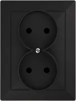 Gniazdo Lizdas Dvigubas kištukinis lizdas 2x2P Pearl, 16A, 250V, PT-5 P, juodas
